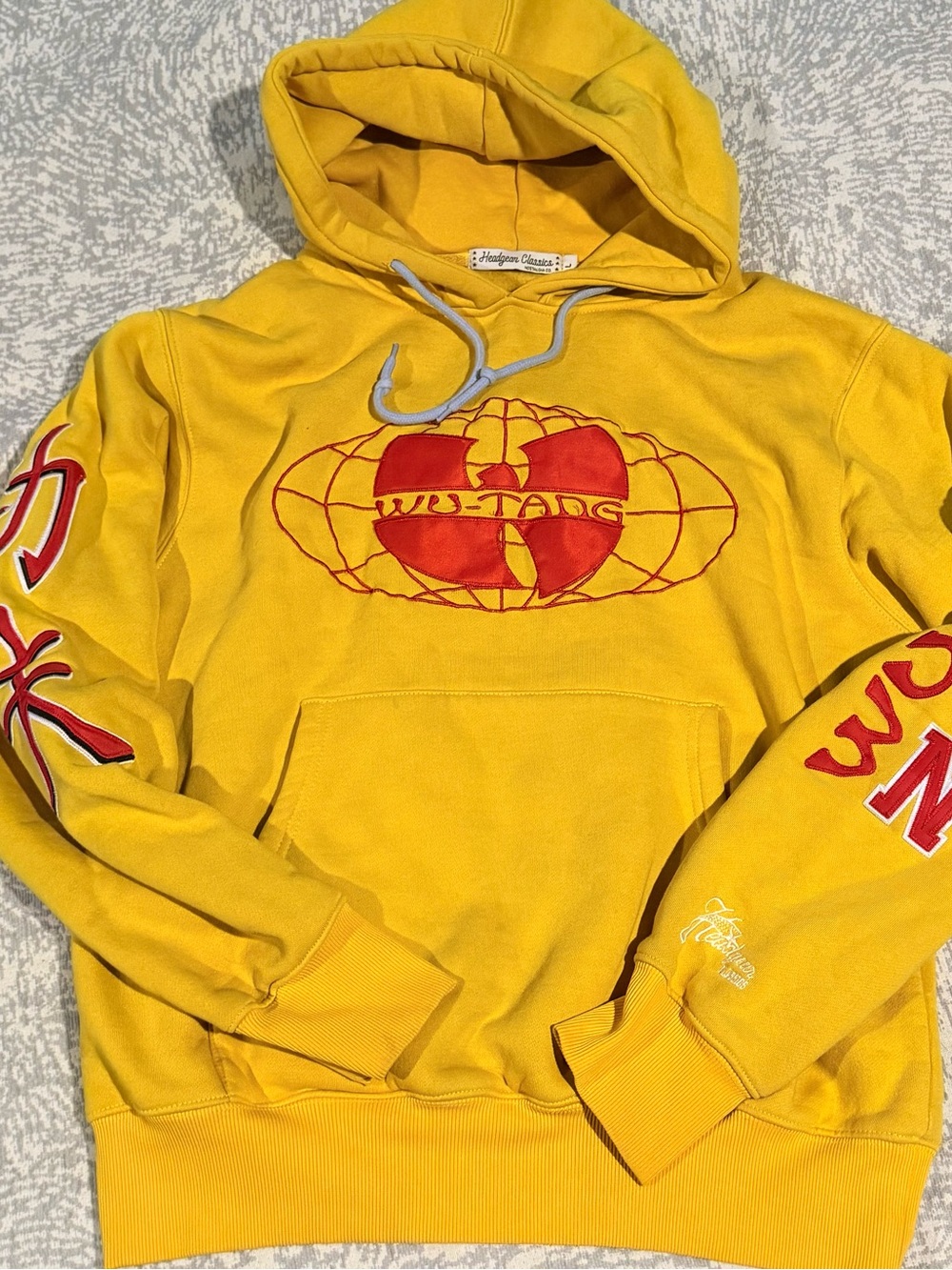 Wu-Tang Clan Embroidered Globe Hoodie - Yellow - Large